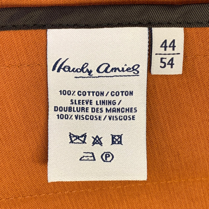 HARDY AMIES Size 44 Rust Orange Cotton Double Breasted Belted Trenchcoat