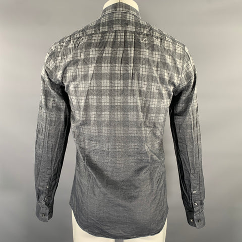 HUGO BOSS Size M Grey Plaid Cotton Long Sleeve Shirt