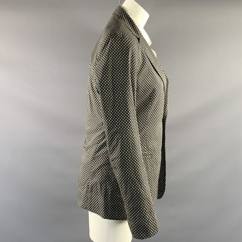 ALEXANDER MCQUEEN Chest Size 36 Black Grey Skulls Cotton Notch Lapel Sport Coat
