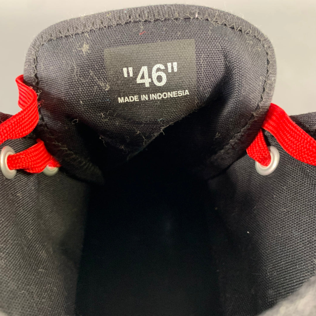 OFF-WHITE Size 13 Black Red Logo Canvas High Top Sneakers