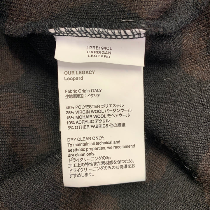 OUR LEGACY Size 36 Black Brown Animal Print Polyester Blend Two Pockets Cardigan