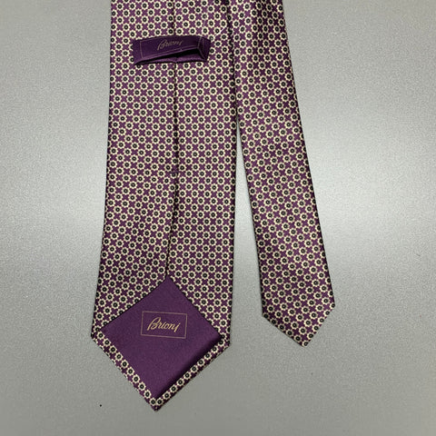 BRIONI Purple Tan Floral Silk Tie
