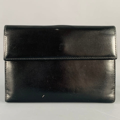 PRADA Black Silver Leather Cardholder Wallet