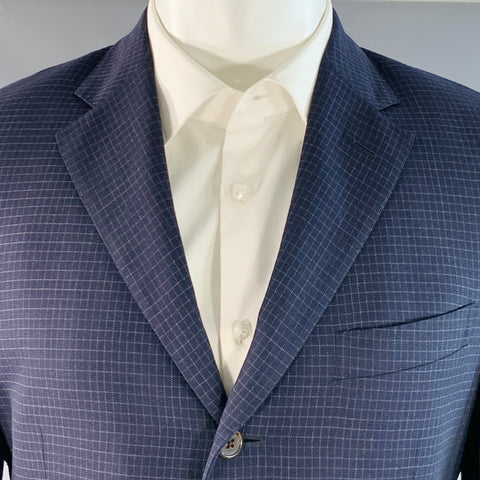 POLO by RALPH LAUREN Size L Regular Navy Grey Checkered Notch Lapel Suit