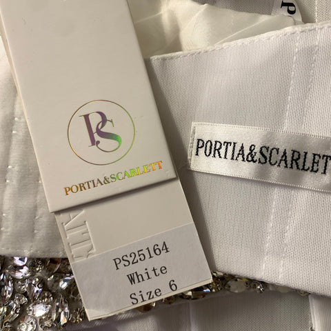 PORTIA & SCARLETT Size 6 White Polyester Blend Beaded Strapless Dress Top