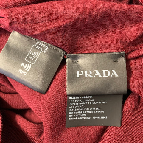 PRADA Size L Burgundy Knitted Wool Buttoned Polo