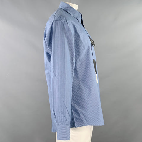 BOSS by HUGO BOSS Size L Blue Navy Stripe Cotton One Pocket Long Sleeve Shirt