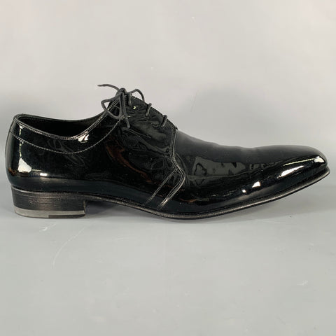 CALZOLERIA HARRIS Size 12 Black Patent Leather Lace-Up Shoes