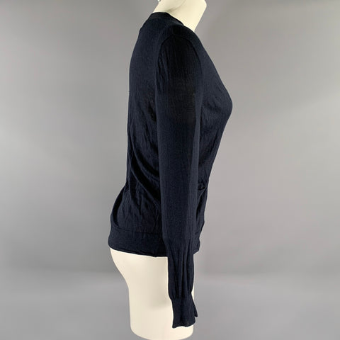 DRIES VAN NOTEN Size M Navy Silk Cardigan Womens
