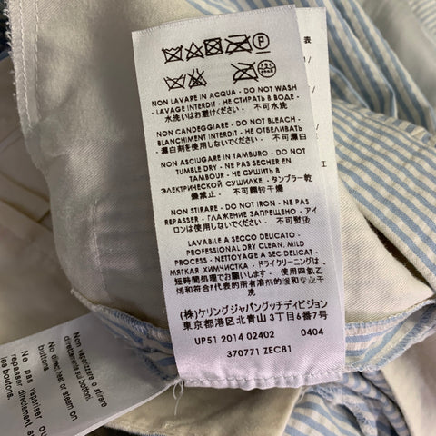 GUCCI Size XS White Light Blue Seersucker Cotton Stripe Single Breasted Suit