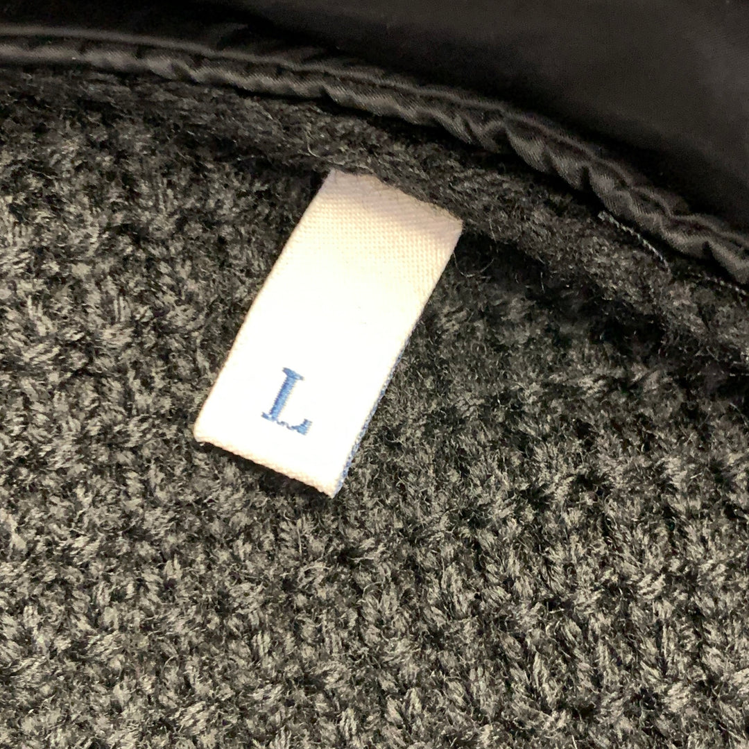 MONCLER 2014 Size L Black Quilted Polyamide Virgin Wool Hooded Zip Up Cardigan