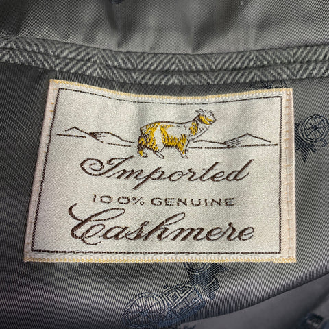 O'CONNELL'S Size L Grey Herringbone Cashmere Notch Lapel Sport Coat