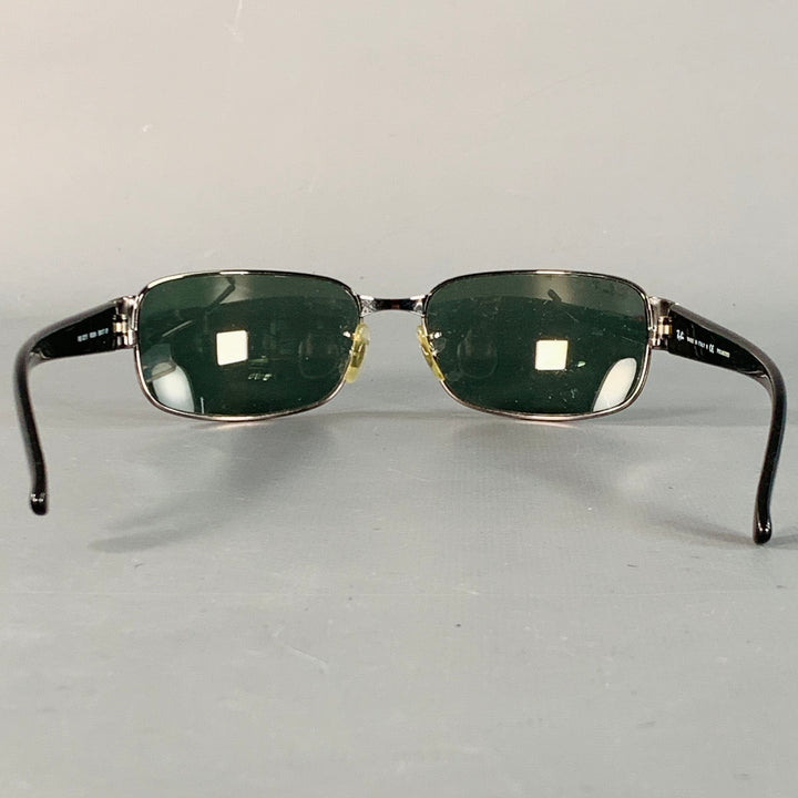RAY-BAN Silver Black Metal Rectangular Polarized Sunglasses