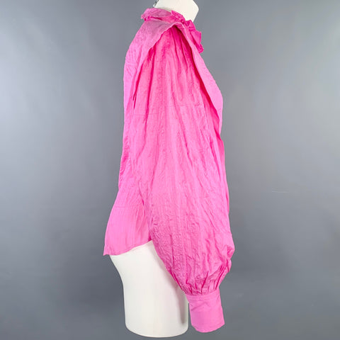 ISABEL MARANT Size 2 Chandra Pink Silk Ruffle Blouse