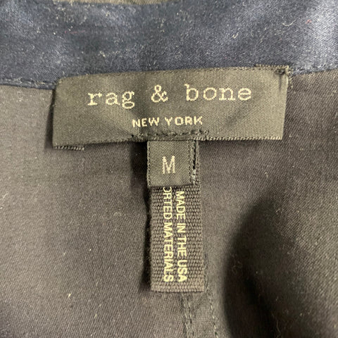 RAG & BONE Size M Black Navy Tencel Blend Asymmetrical Casual Top