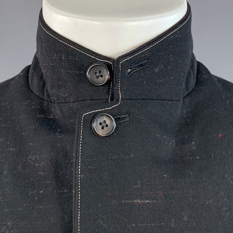 YOHJI YAMAMOTO Size S Black Grey Wool Blend Contrast Stitch Jacket