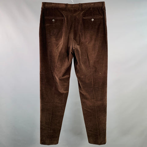 SAKS FIFTH AVENUE Size 36 Brown Corduroy Cotton Blend Tapered Casual Pants