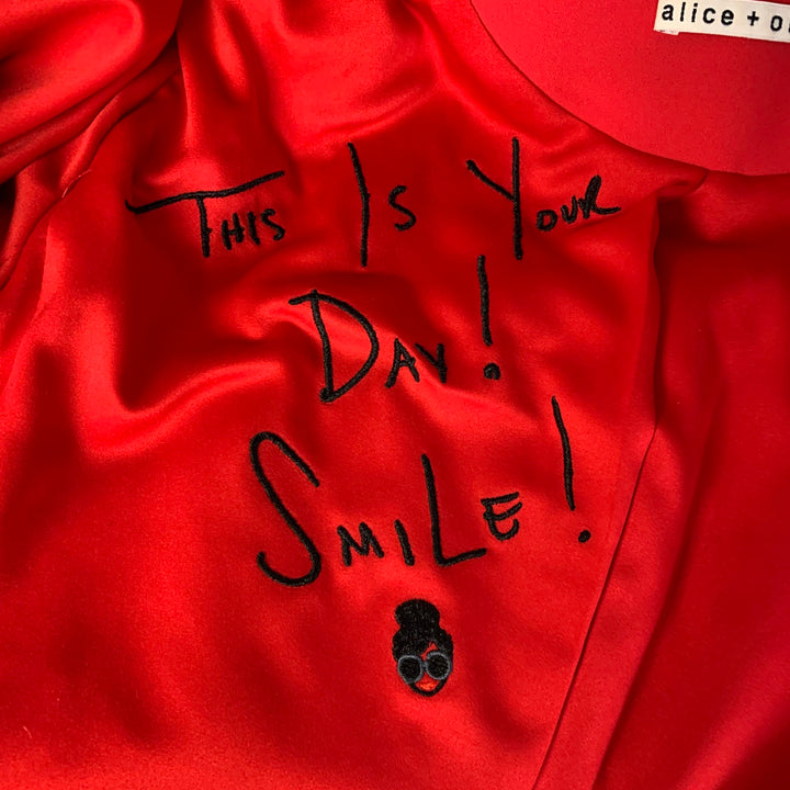 ALICE + OLIVIA Size S Red Polyester Shawl Collar Jacket (Outdoor)