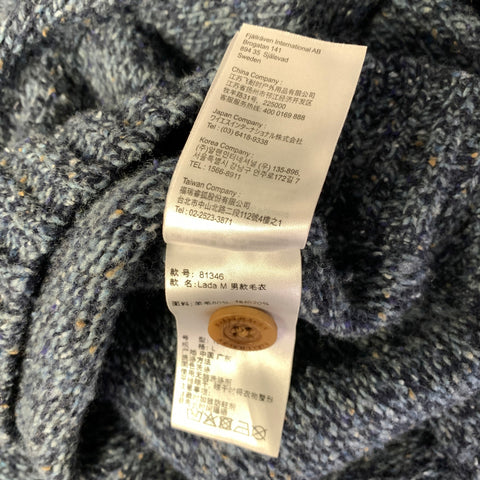 FJALLRAVEN Size L Navy Blue Knit Wool Polyamide Henley Sweater