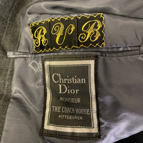 CHRISTIAN DIOR Size 44 Grey Pinstripe Wool Double Breasted Suit