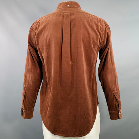 WOOLRICH Size L Brown Corduroy Cotton One Pocket Long Sleeve Shirt