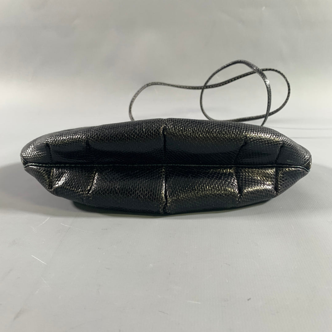 JUDITH LEIBER Black Gold Snakeskin Clutch Handbag