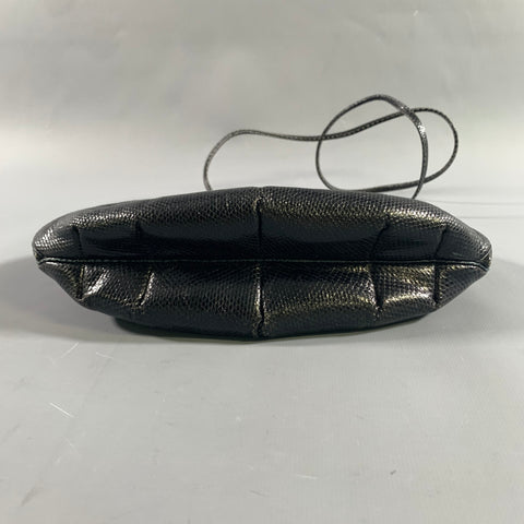 JUDITH LEIBER Black Gold Snakeskin Clutch Handbag