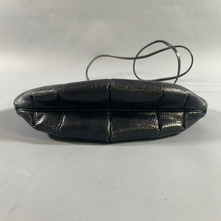 JUDITH LEIBER Black Gold Snakeskin Clutch Handbag