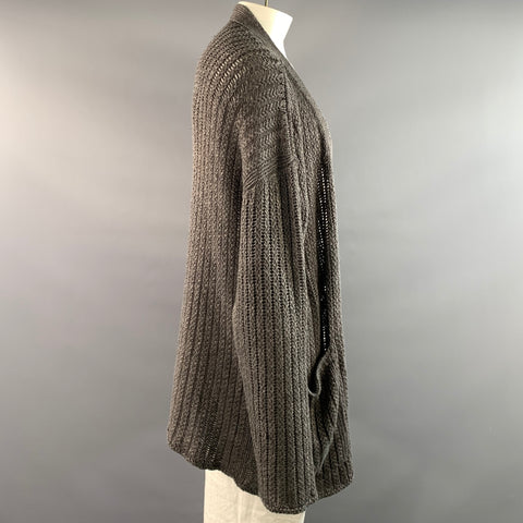 MR P. Size L Grey Knit Linen Shawl Cardigan
