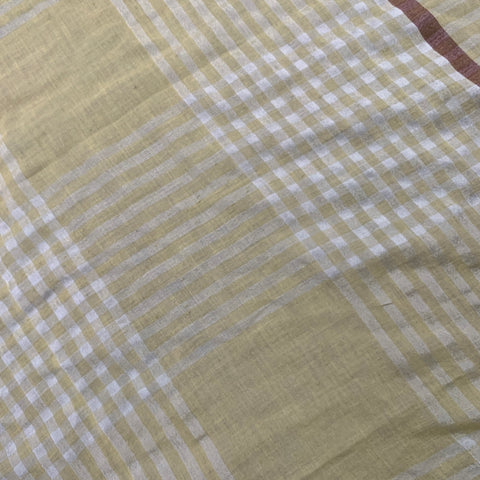 VINTAGE Yellow Brown Stripe Fringe Square Scarf