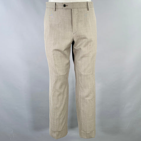 JOHN VARVATOS Size 40 Grey Woven Wool Notch Lapel Suit