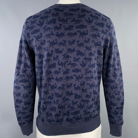 PS by PAUL SMITH Size L Navy Print Cotton Crew Neck Pullover