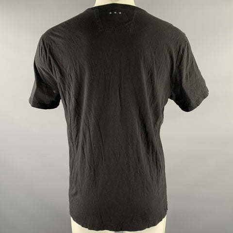 JOHN VARVATOS Size L Black Grey Graphic Cotton Scoop Neck T-shirt