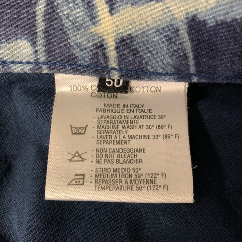 GUCCI Size 34 Blue Abstract Cotton Wide Leg Casual Pants