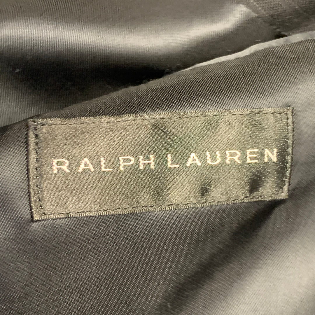 RALPH LAUREN Size 38 Regular Black Pinstripe Wool Double Breasted Peak Lapel Suit