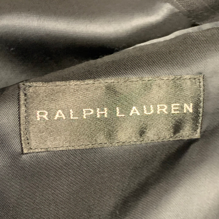 RALPH LAUREN Size 38 Regular Black Pinstripe Wool Double Breasted Peak Lapel Suit