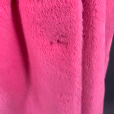 STAND STUDIO Size M Pink Polyester Textured Faux Fur Belted Coat