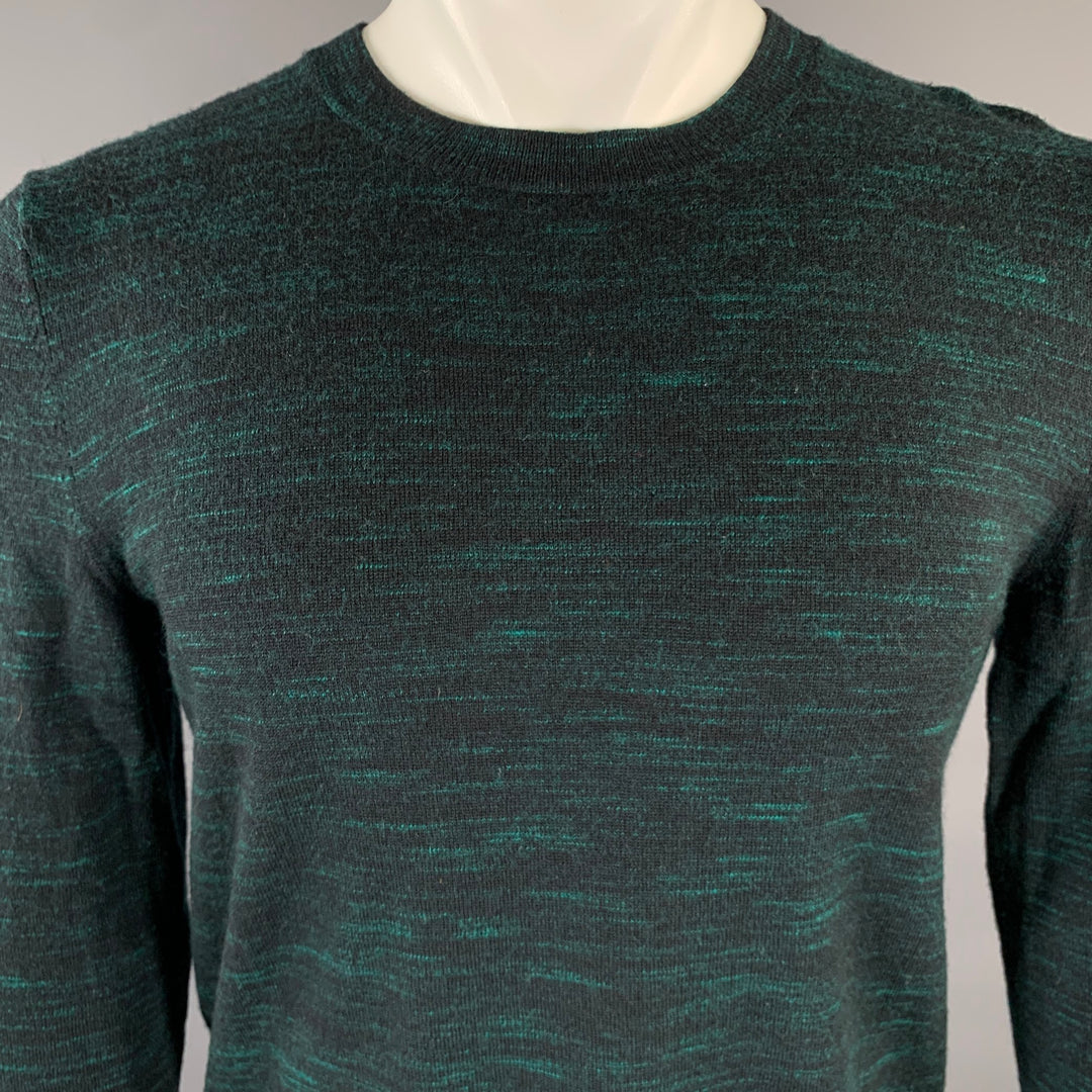 A.P.C. Size M Green Black Melange Wool Ribbed Pullover