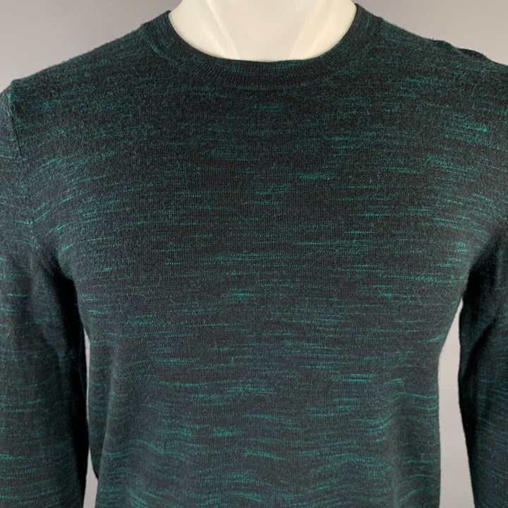 A.P.C. Size M Green Black Melange Wool Ribbed Pullover