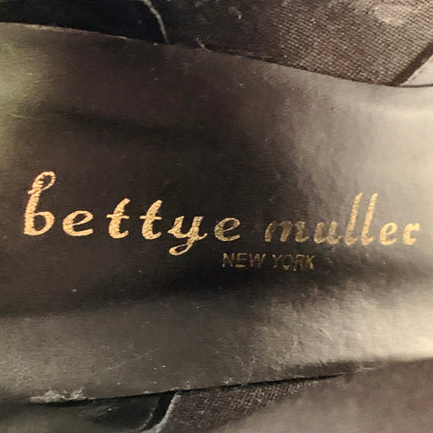 BETTYE MULLER Size 8 Black Leather Mixed Fabrics Elastic Peep Toe Ankle Boots