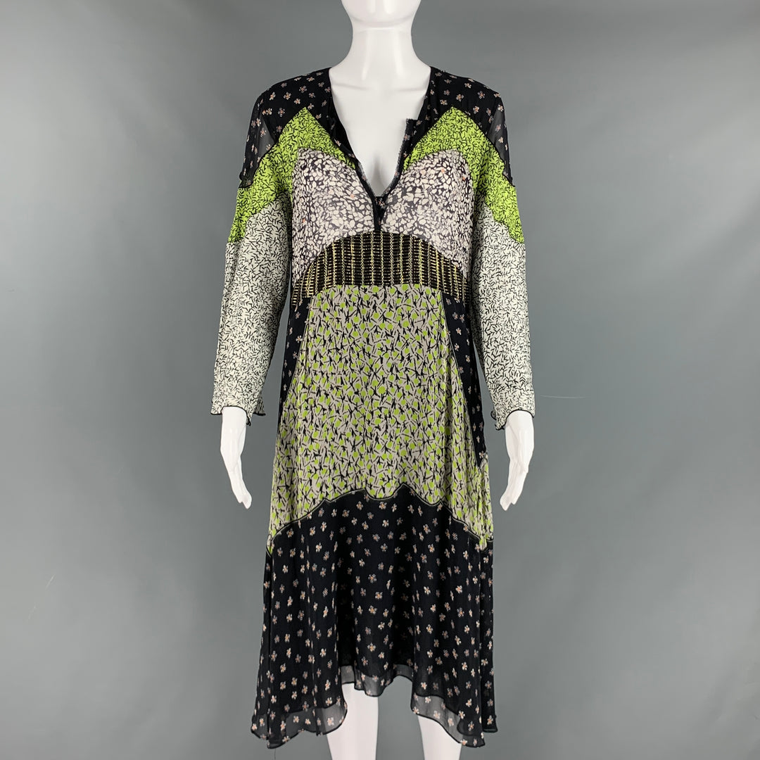 DOROTHEE SCHUMACHER Size M Multi-Color Viscose Patchwork A-Line Dress Sui Generis Designer Consignment DOROTHEE SCHUMACHER Size M Multi-Color Viscose Patchwork A-Line Dress Sui Generis Designer Consignment