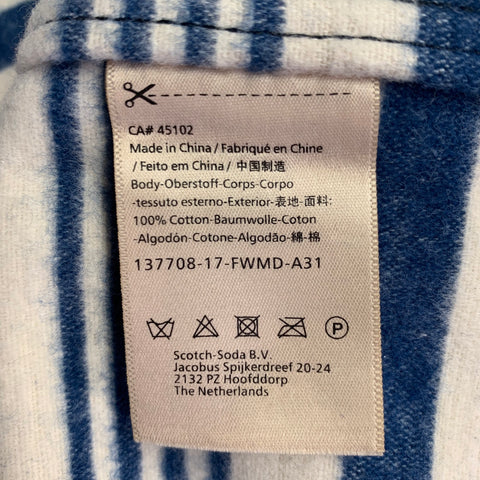 SCOTCH AND SODA Size M Blue Cream Stripe Cotton One Pocket Long Sleeve Shirt