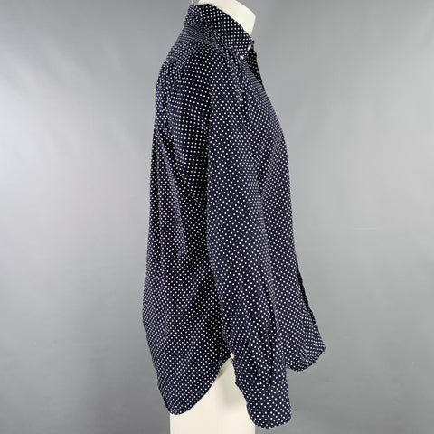 GITMAN BROS Size M Black White Polka Dot Cotton One Pocket Long Sleeve Shirt