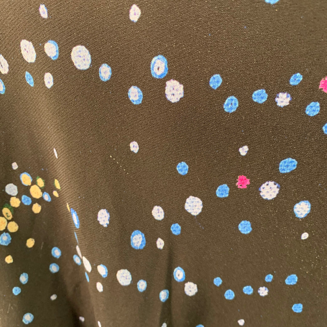 AKRIS Size 10 Black Multi Color Viscose Blend Abstract Cityscape Sleeveless Dress