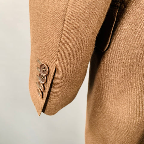 ISAIA Size 48 Brown Twill Linen Blend Notch Lapel Sport Coat