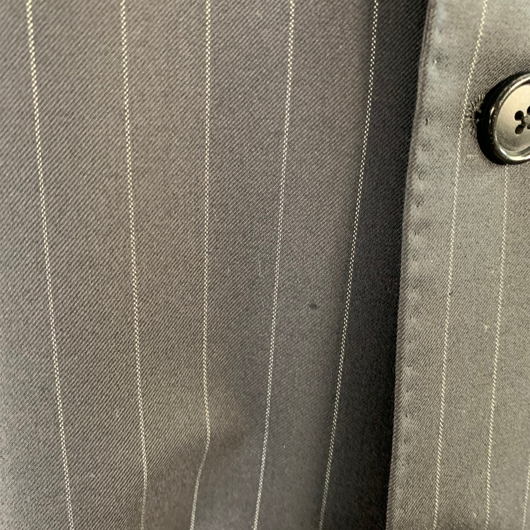 SIMPSON SIN TAILOR Size 42 Long Black White Pinstripe Wool Silk Suit