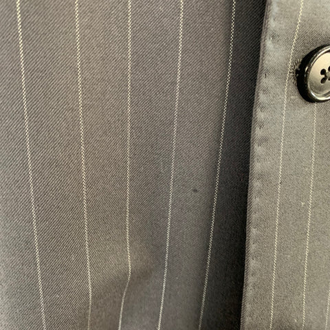 SIMPSON SIN TAILOR Size 42 Long Black White Pinstripe Wool Silk Suit