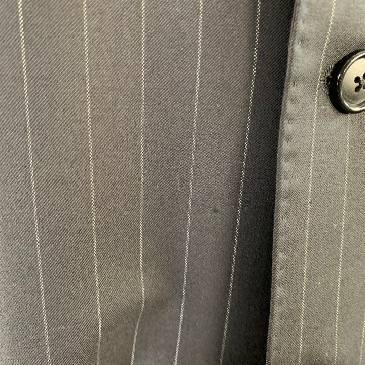 SIMPSON SIN TAILOR Size 42 Long Black White Pinstripe Wool Silk Suit