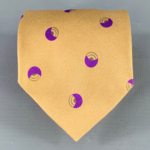 GIORGIO ARMANI Gold Purple Dots Silk Tie