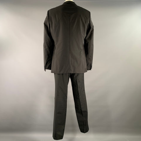 HUGO BOSS Chest Size 44 Black Solid Viscose Notch Lapel 38 34 Tuxedo